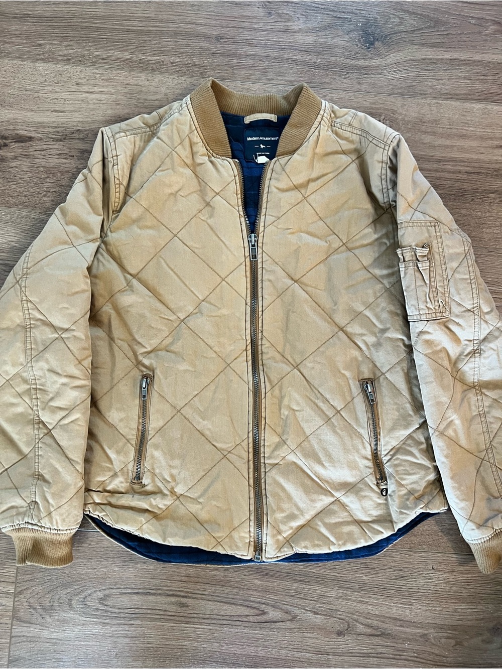 Men's Quilted Field Jacket in Tan - flannel lined